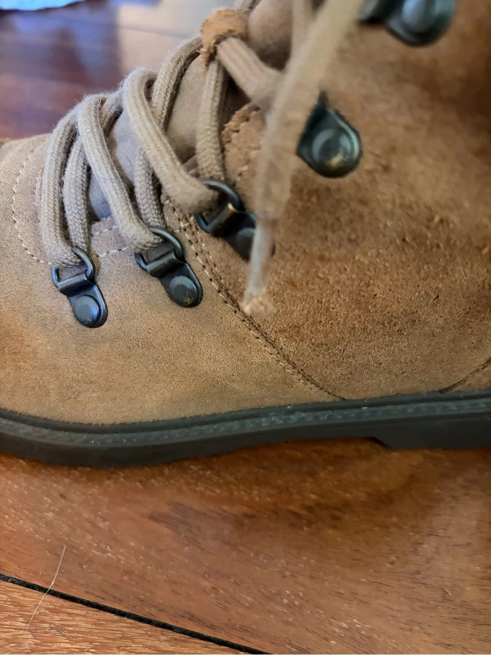 UGG Kids Tan Suede Faux-Fur Collar Lace-Up Boots